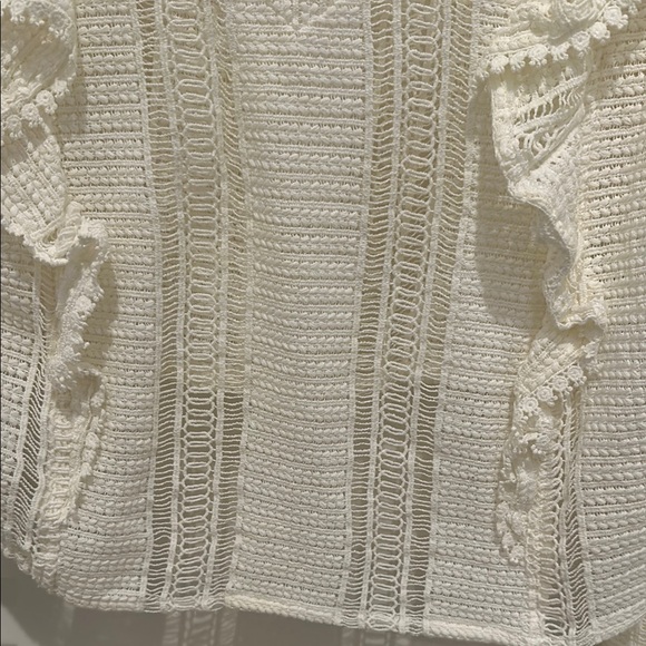 Sezane White Ruffled Fitted Long Sleeve Blouse - Picture 5 of 8